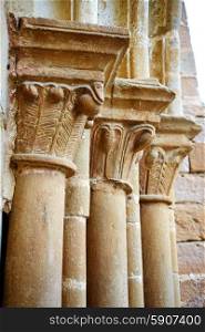 The way of Saint James church columns in Zariquiegui Navarra Spain