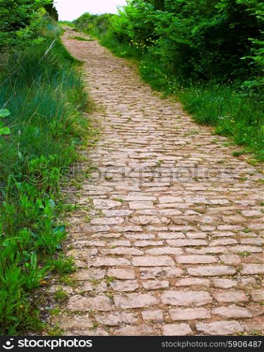 The way of Saint James roman track in Cirauqui Navarra Pamplona