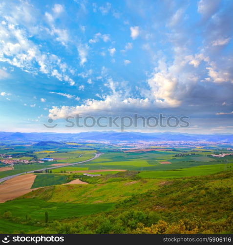 The way of Saint James track to Alto del Perdon top in Navarra Spain