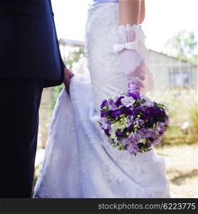 The wedding bouguet with eustoma and freesia. Beautiful wedding bouquet