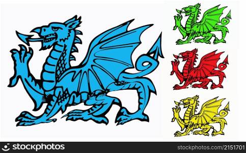 The Welsh Dragon - it appears on the national flag of Wales. The flag is also called Y Ddraig Goch. The oldest recorded use of the dragon to symbolise Wales is in the Historia Brittonum, written around AD 829.
