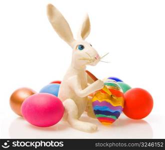 The white rabbit paints egg