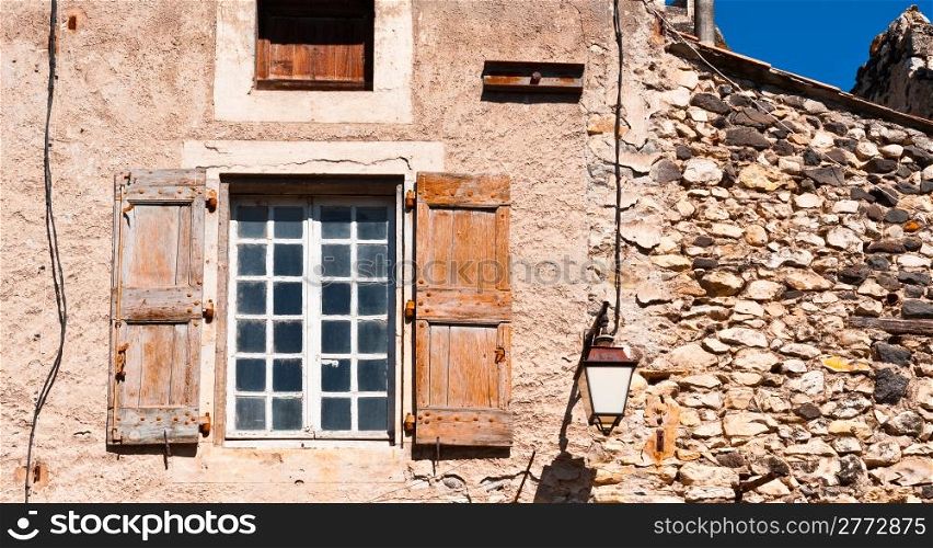 The Window on the Facade of French Stone House