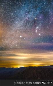 The winter night sky over Shenandoah National Park, Virginia featuring Orion.