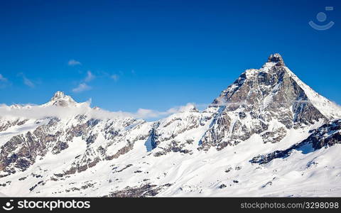 The winter south face of the Matterhorn, west Alps, Italy.