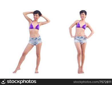 The woman body in bikini isolated. Woman body in bikini isolated