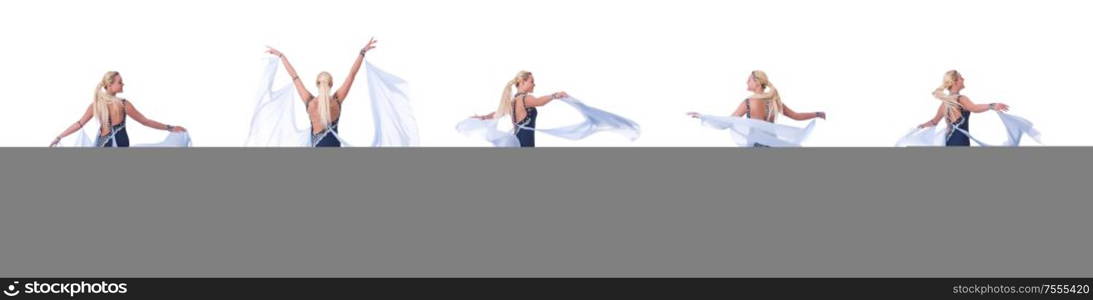 The woman dancing on the white. Woman dancing on the white