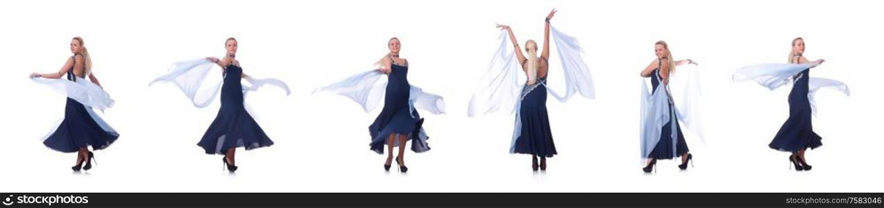 The woman dancing on the white. Woman dancing on the white