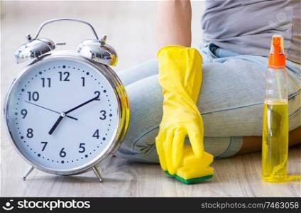 The woman doing cleaning at home. Woman doing cleaning at home