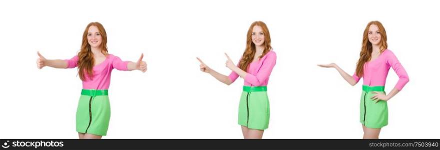 The woman giving thumbs up isolated on white. Woman giving thumbs up isolated on white