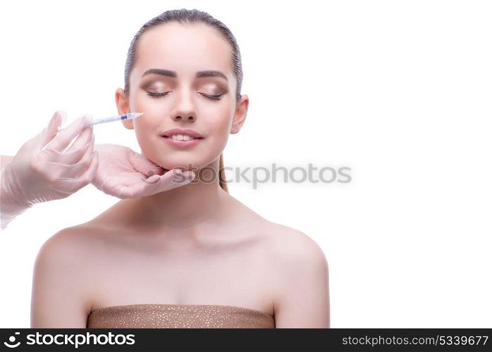 The woman in beauty concept having botex facelift . Woman in beauty concept having botex facelift