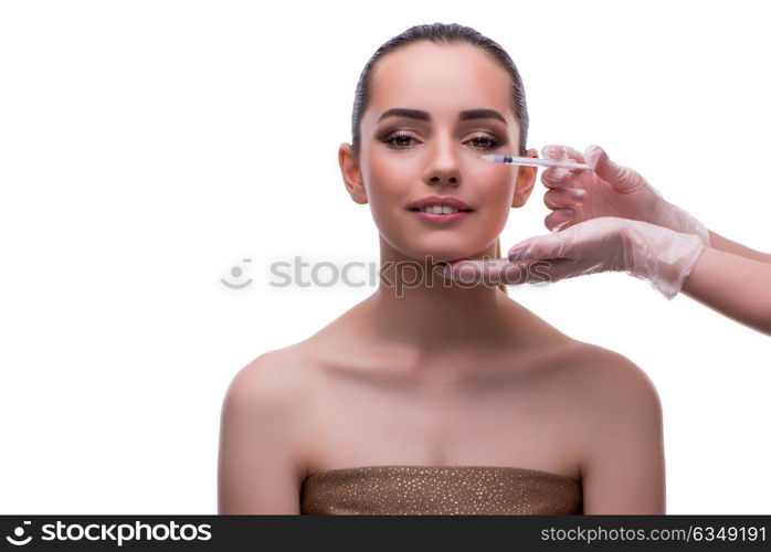 The woman in beauty concept having botex facelift . Woman in beauty concept having botex facelift