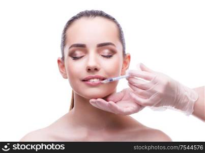 The woman in beauty concept having botex facelift. Woman in beauty concept having botex facelift