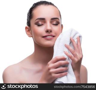 The woman in beauty concept with towel spa bath. Woman in beauty concept with towel spa bath