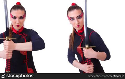 The woman in japanese martial art concept. Woman in japanese martial art concept
