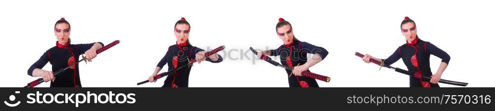 The woman in japanese martial art concept. Woman in japanese martial art concept