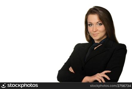 The woman the chief. A portrait of the young girl in a business suit.
