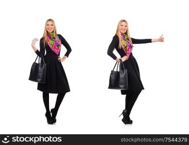 The woman with bag in fashion concept. Woman with bag in fashion concept