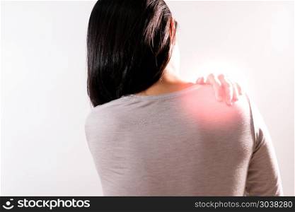 the women suffer from neck/shoulder injury/painful after workin. the women suffer from neck/shoulder injury/painful after working