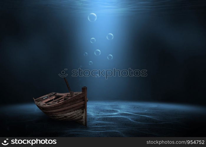 The wooden boat sank beneath the seabed.