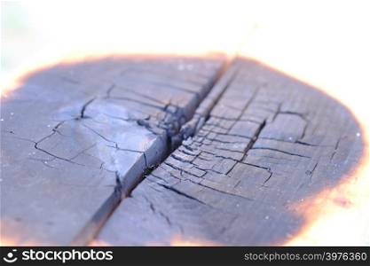 The wooden box burns until the fire is black It is a beautiful cracks