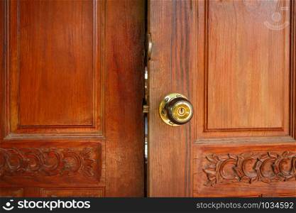 The wooden door open