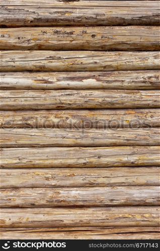 The Wooden logs wall of rural house background