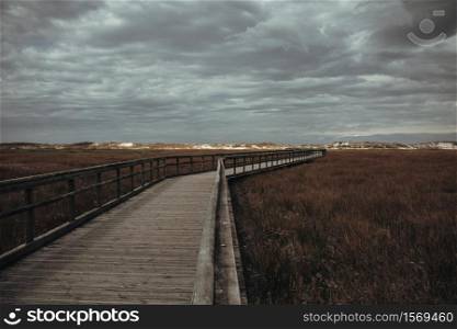 The wooden walk to the beach