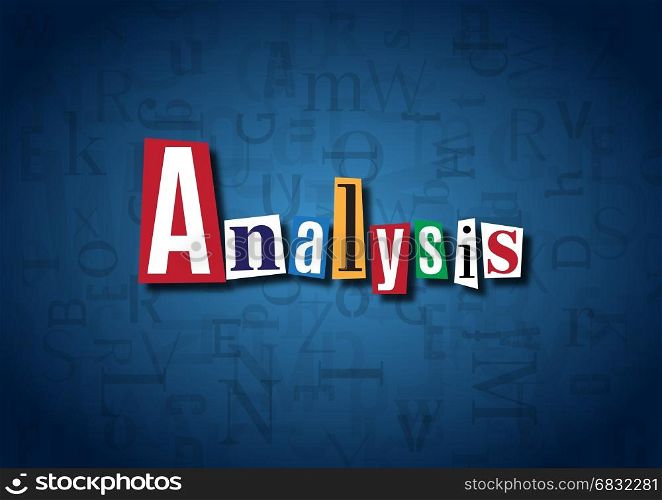 The word Analysis made from cutout letters on a blue background