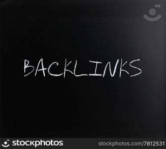 "The word "Backlinks" handwritten with white chalk on a blackboard."
