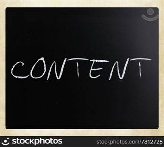 "The word "Content" handwritten with white chalk on a blackboard."