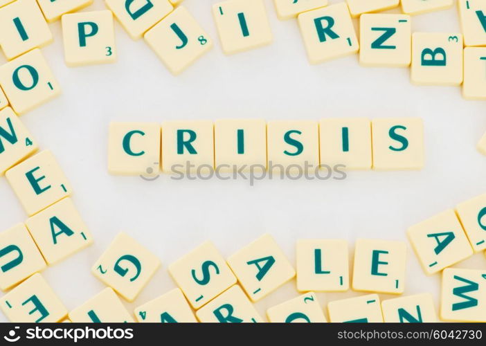 The word crisis isolated on white background