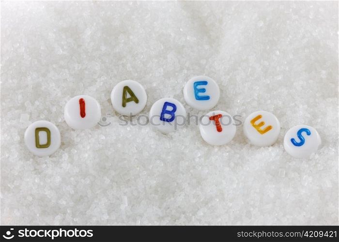 The word diabetes in alphabet beads on sugar
