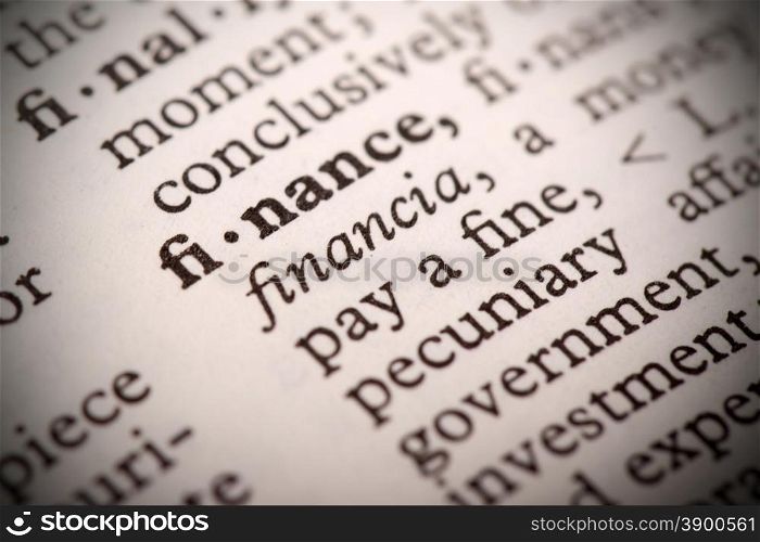 "The word "Finance" in a dictionary"