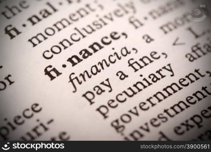 "The word "Finance" in a dictionary"