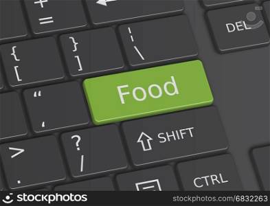 The word Food written on a green key from the keyboard