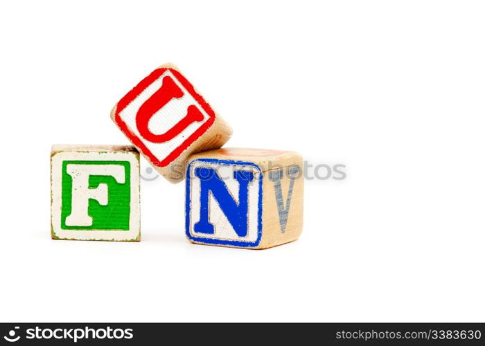 The word fun with childrens wooden blocks