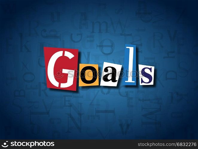 The word Goals made from cutout letters on a blue background