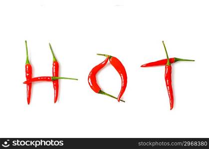 The word HOTwith red peppers