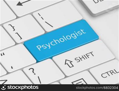 The word Psychologist written on a blue key from the keyboard
