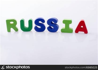 the word Russia written with colorful letter blocks