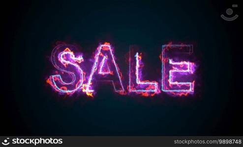 The word SALE, computer generated. Burning inscription. Capital letters. 3d rendering of colorful business background.. The word SALE, computer generated. Burning inscription consists of capital letters. 3d rendering of colorful business background.