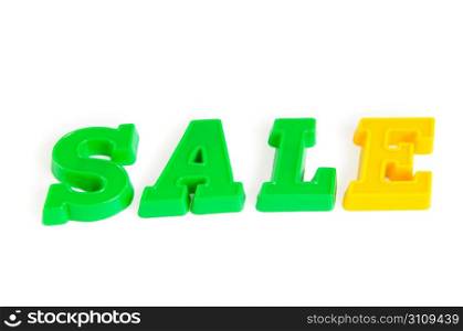 The word sale made of plastic letters
