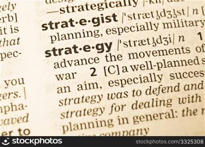 The word strategy in the old dictionary. Selective focus effect.