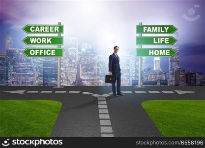 The work life or home balance business concept. Work life or home balance business concept. The work life or home balance business concept