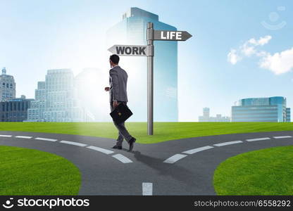 The work life or home balance business concept. Work life or home balance business concept. The work life or home balance business concept