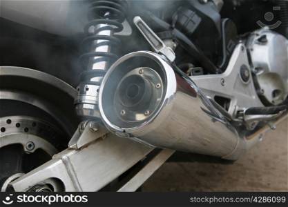 The working muffler of a modern motorcycle