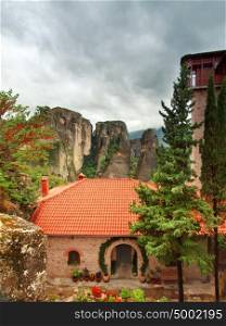 The yard in Holy Monastery Roussano, Meteora, Greece Thessaly