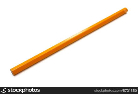 The yellow ground pencil lies is isolated on a snow-white background