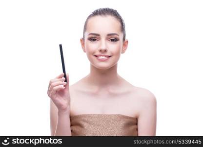 The young beautiful female fashion model with make up. Young beautiful female fashion model with make up